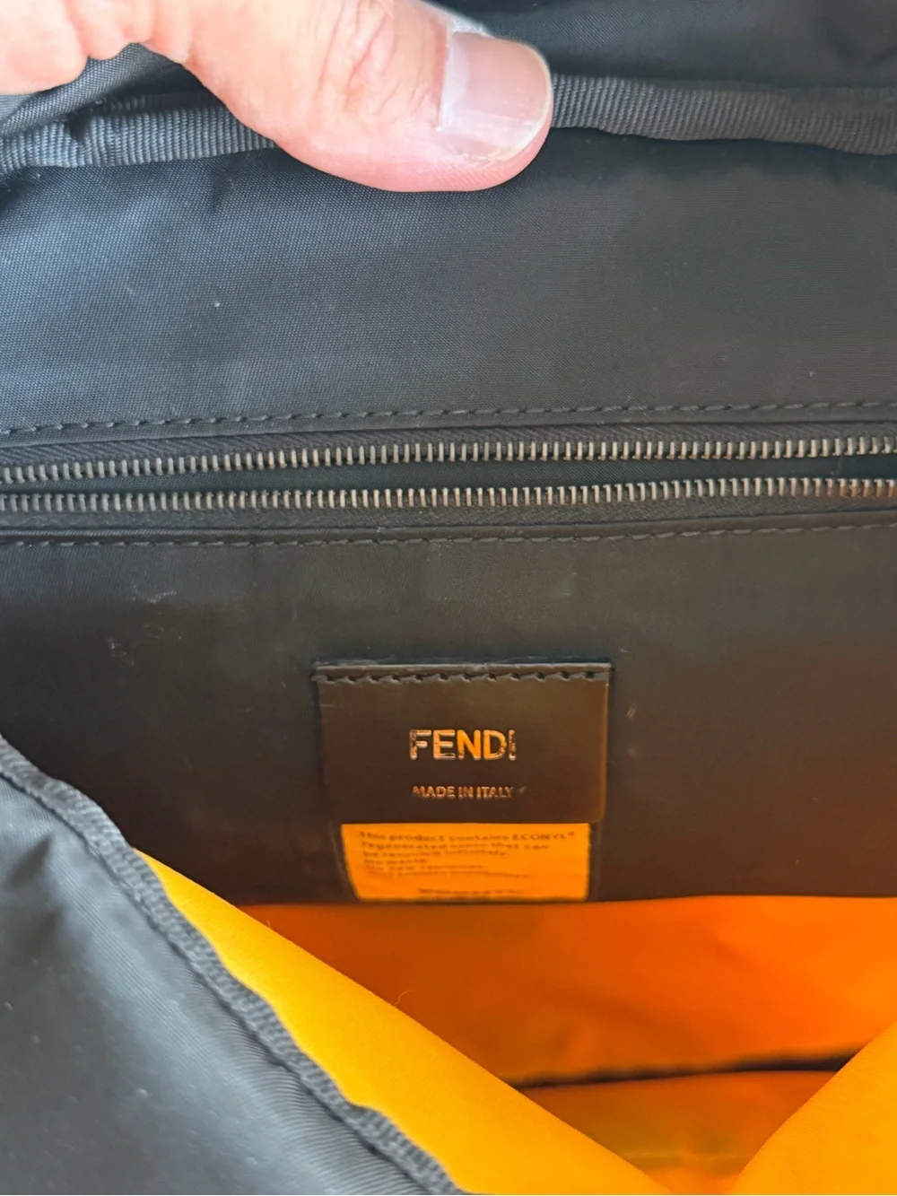 Fendi Men's Yellow Nylon sling back Backpack with FF Signature Buckle